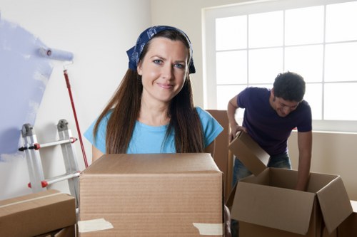 Packed household items being prepared for transport in West London