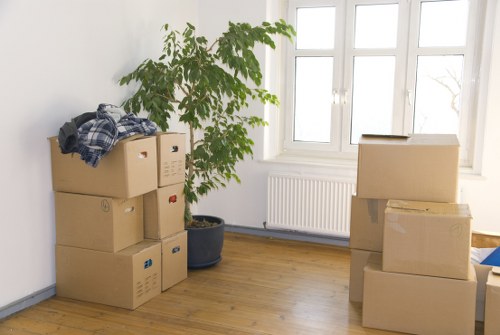 Moving crew reviewing safety procedures during a house move