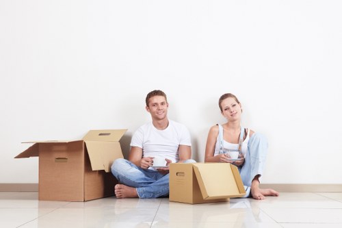 Prepared removals team organizing equipment before a Notting Hill move