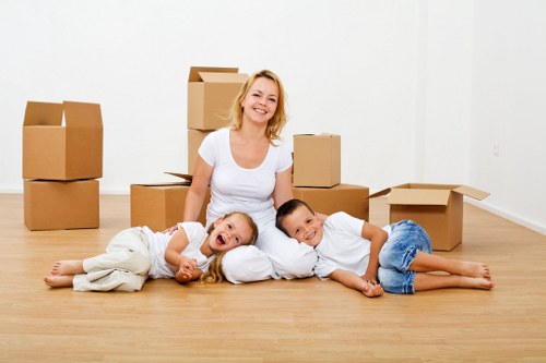 Moving boxes and household items prepared for removal services in Notting Hill
